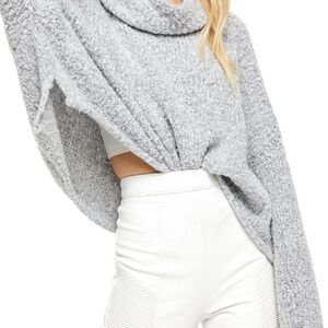Free People Heather Gray Cowl Neck Sweater